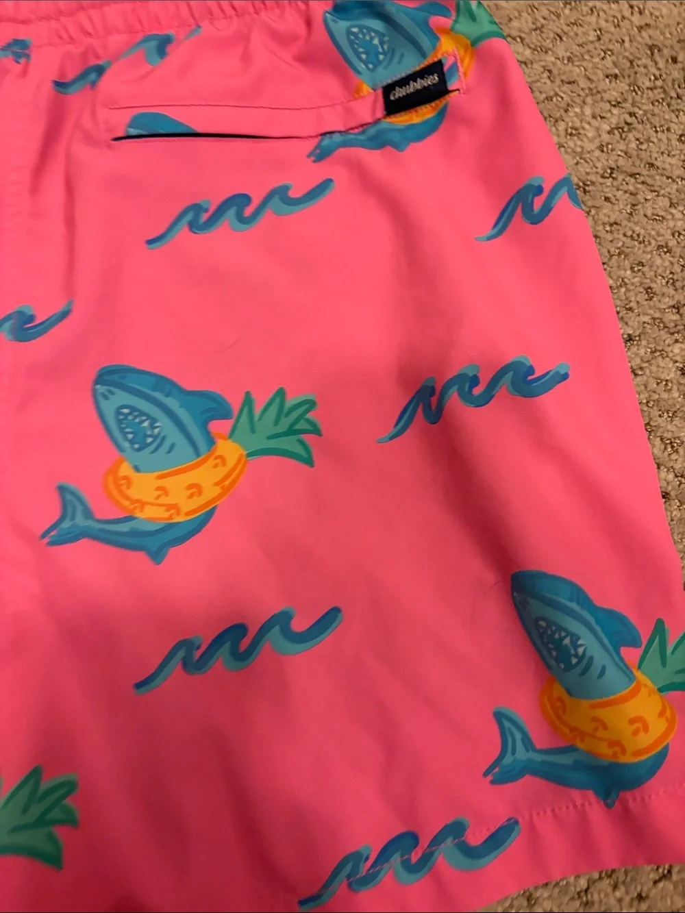 Kids Pink Shark Pineapple Print Swim Shorts